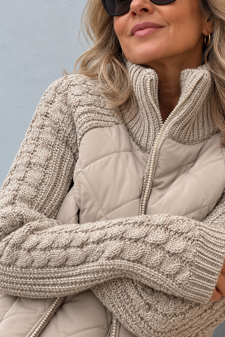 Maren Quilted Cable-Sleeve Jacket