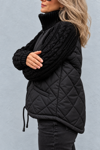 Maren Quilted Cable-Sleeve Jacket