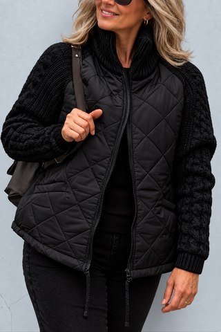 Maren Quilted Cable-Sleeve Jacket