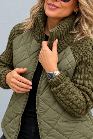 Maren Quilted Cable-Sleeve Jacket