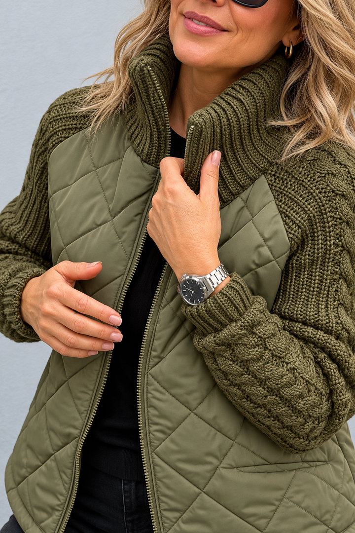 Maren Quilted Cable-Sleeve Jacket