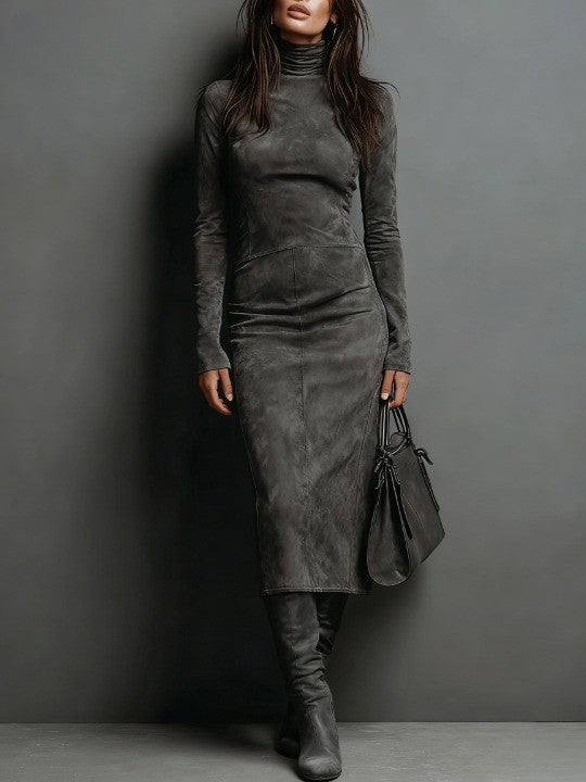 Ilaria High Collar Midi Dress