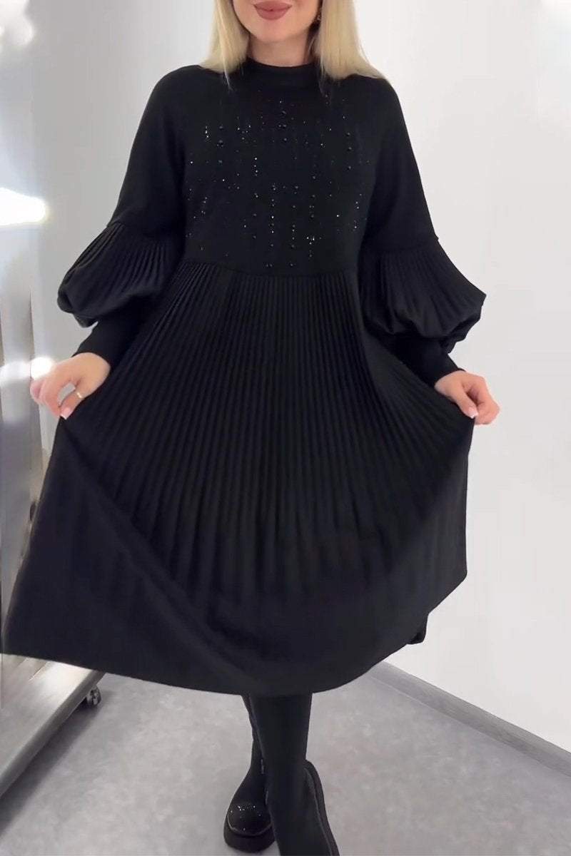 Adrienne Pleated Fitted Dress