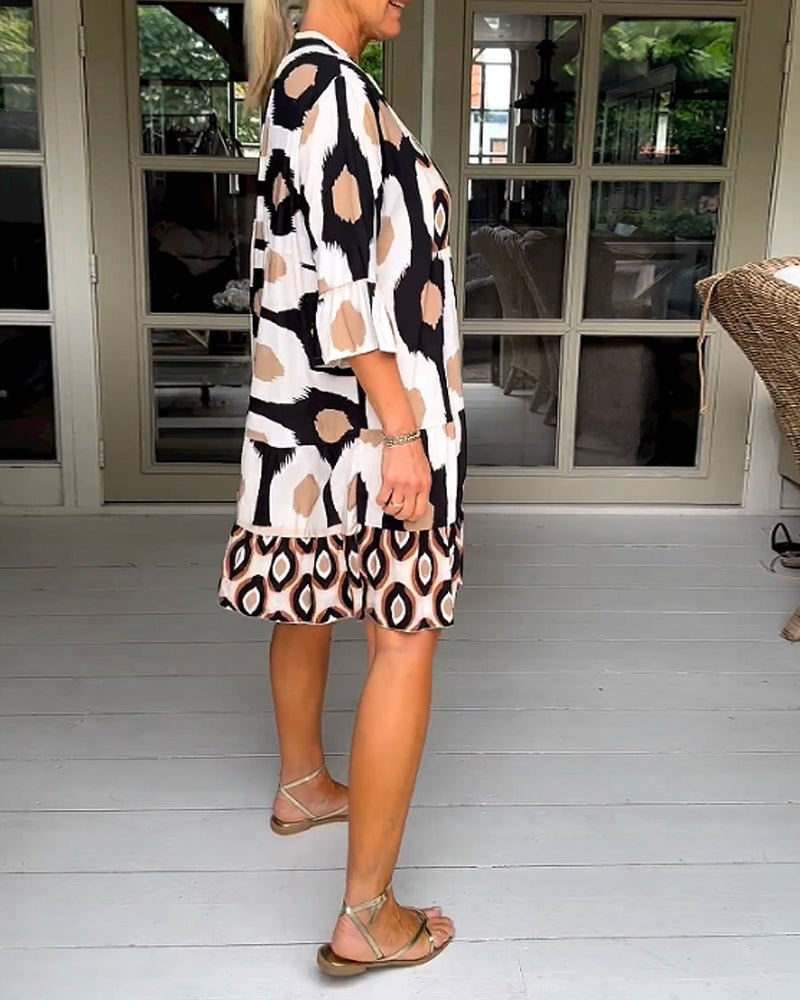 Levara Printed 3/4 Sleeve Dress