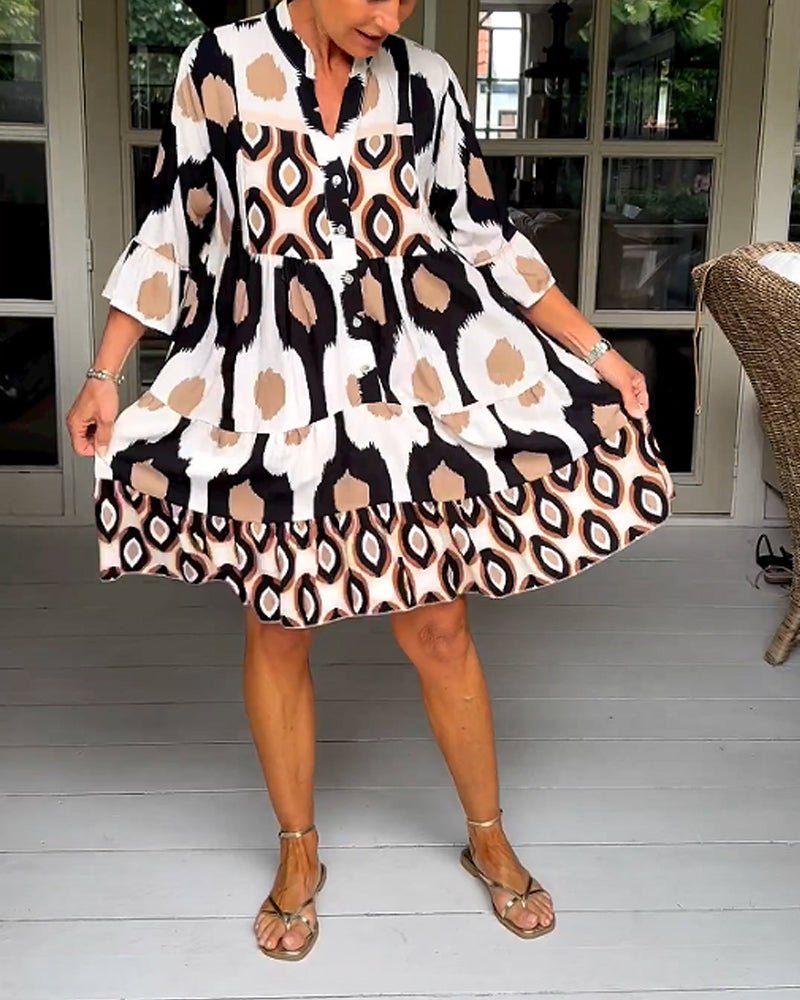 Levara Printed 3/4 Sleeve Dress