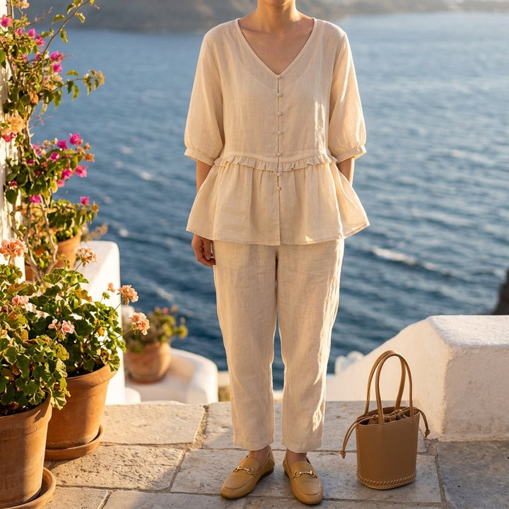 Matera Ruffle Peplum Blouse