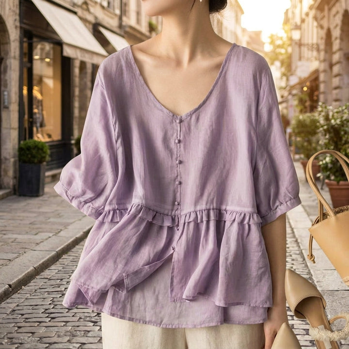 Matera Ruffle Peplum Blouse