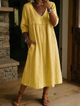 Aurélie Wide V-Neck Midi Dress