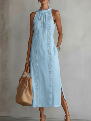 Jimena Mandarin Collar Midi Dress