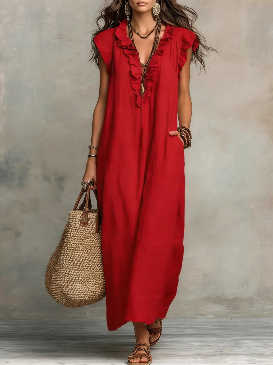 Robe longue bohème à volants Camélia