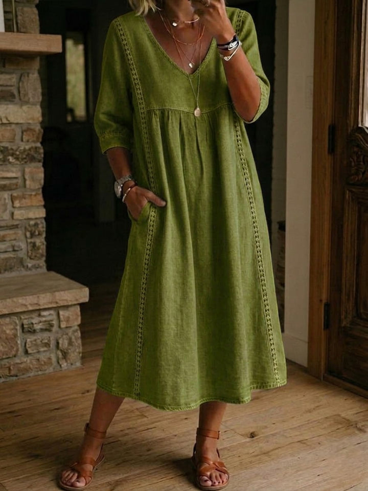 Aurélie Wide V-Neck Midi Dress