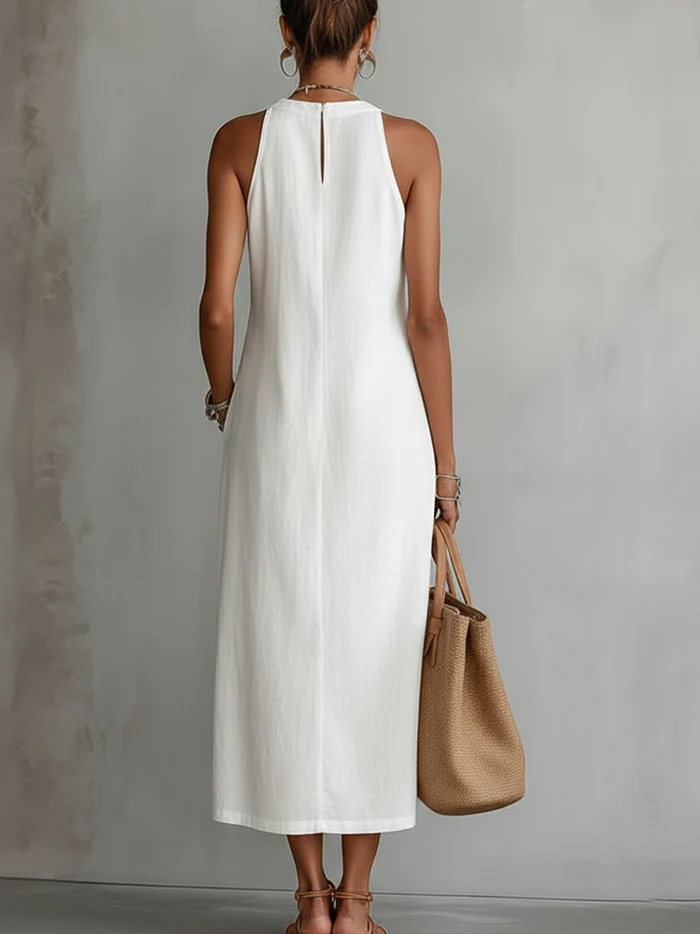 Jimena Mandarin Collar Midi Dress