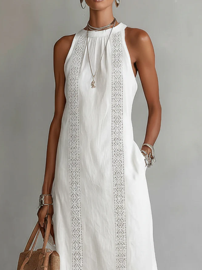 Jimena Mandarin Collar Midi Dress
