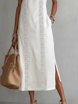 Jimena Mandarin Collar Midi Dress