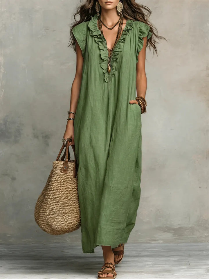 Robe longue bohème à volants Camélia