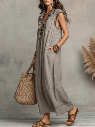 Robe longue bohème à volants Camélia