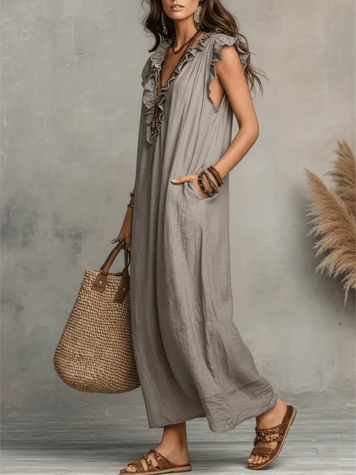 Robe longue bohème à volants Camélia