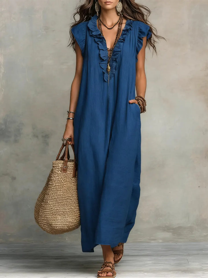 Robe longue bohème à volants Camélia