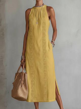 Jimena Mandarin Collar Midi Dress