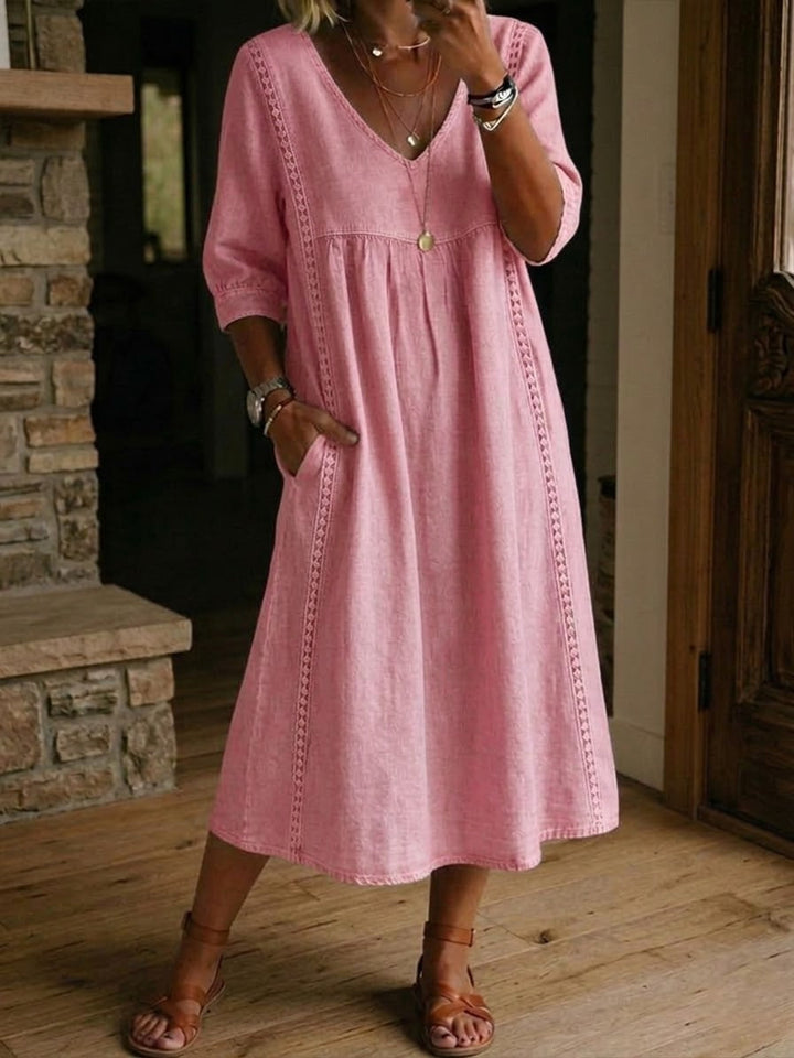 Aurélie Wide V-Neck Midi Dress