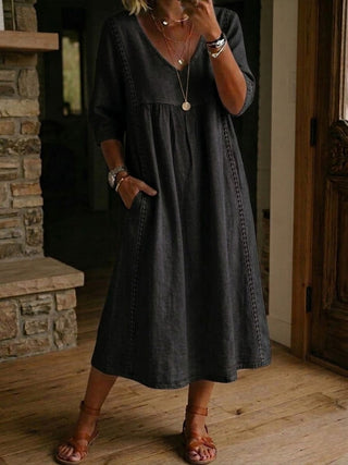 Aurélie Wide V-Neck Midi Dress