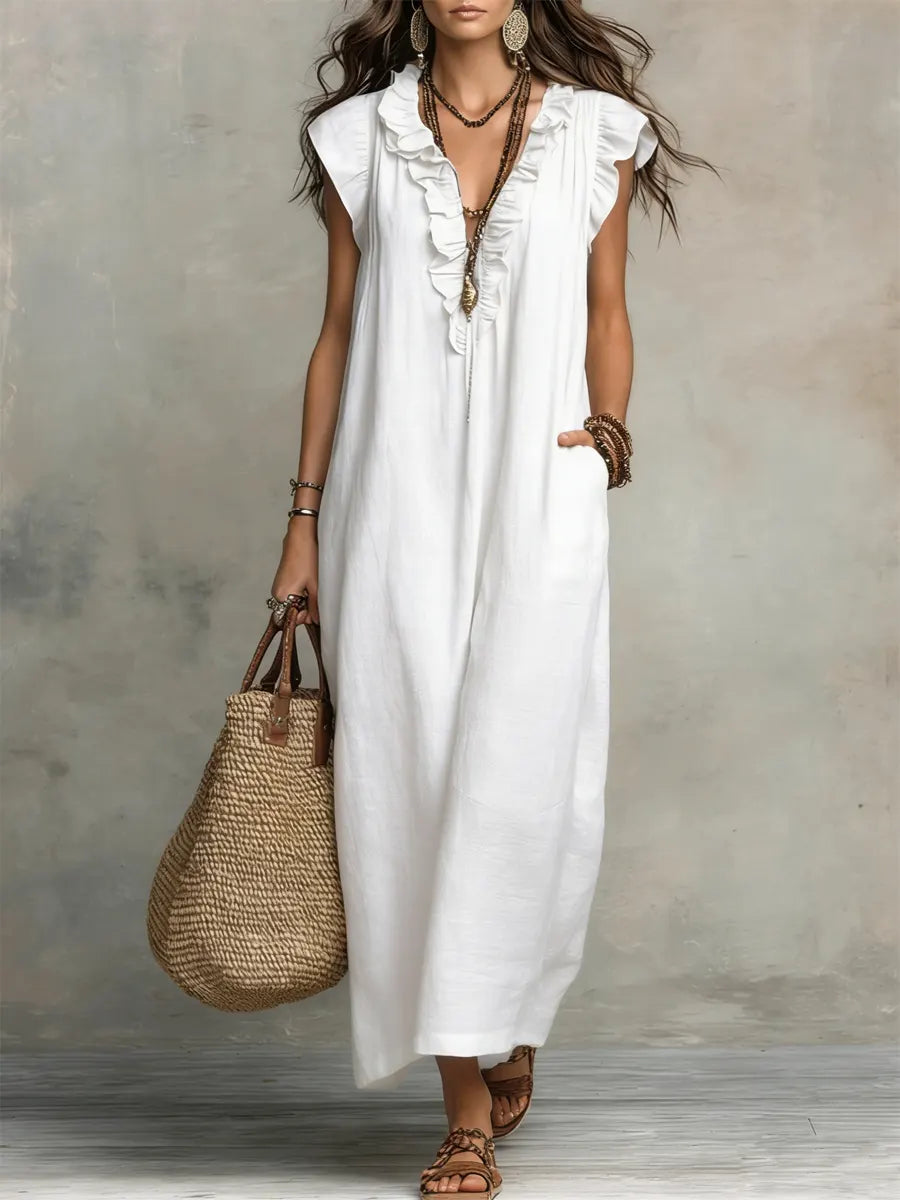 Robe longue bohème à volants Camélia
