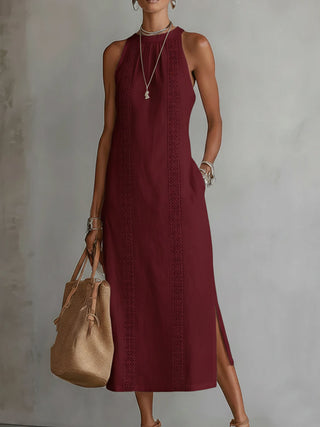 Jimena Mandarin Collar Midi Dress