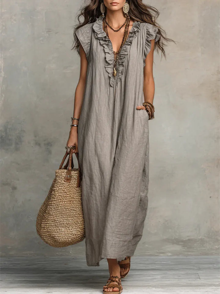 Robe longue bohème à volants Camélia