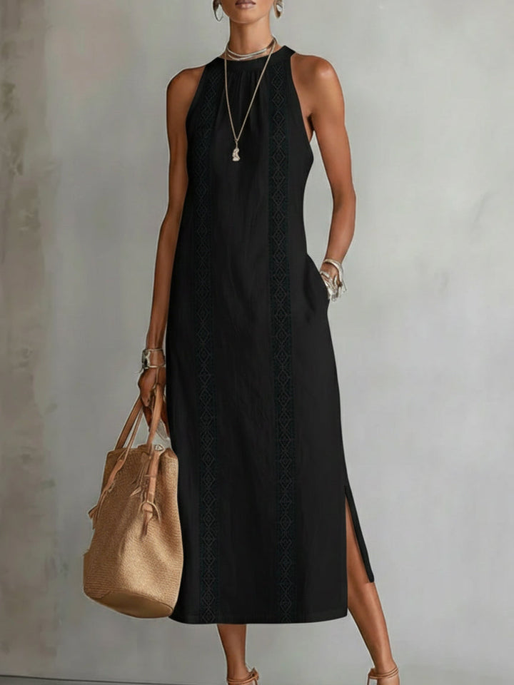 Jimena Mandarin Collar Midi Dress