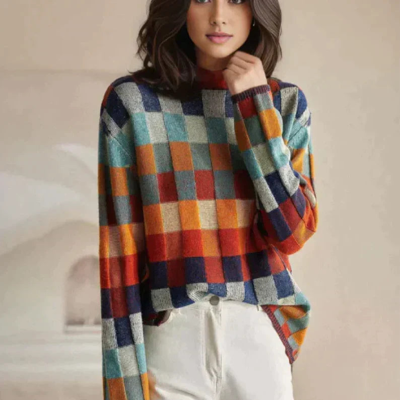 Romina Patchwork Turtleneck