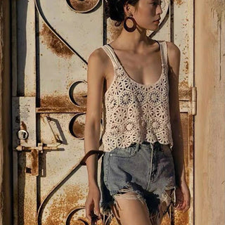 Rila Cropped Crochet Tank