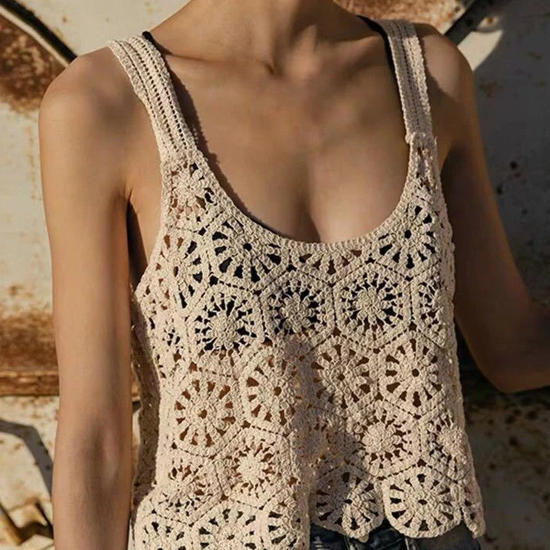 Rila Cropped Crochet Tank