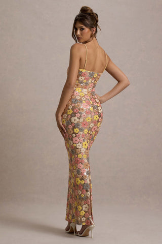 Robe longue florale en sequins Selviana