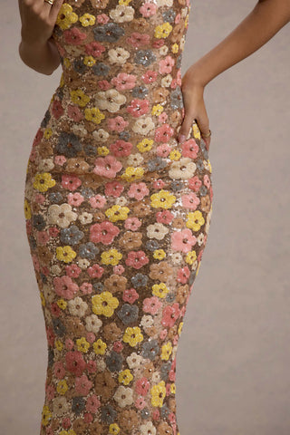 Robe longue florale en sequins Selviana