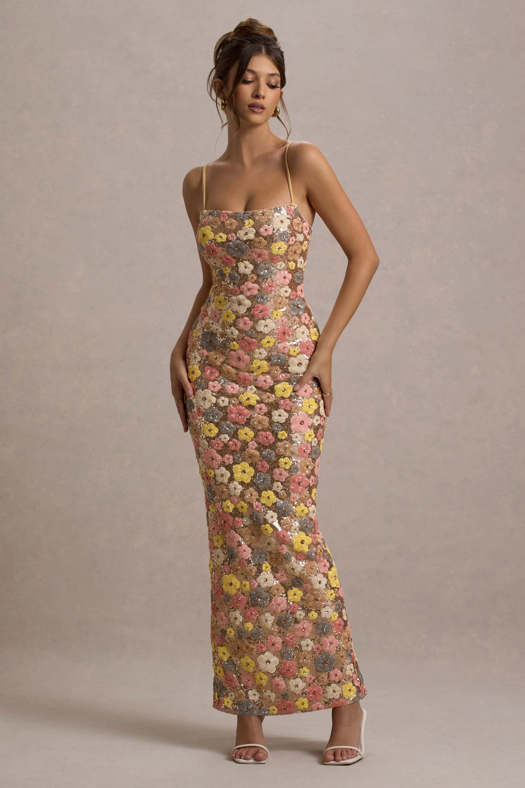 Robe longue florale en sequins Selviana