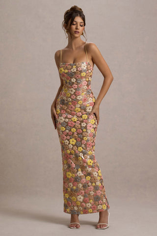 Robe longue florale en sequins Selviana