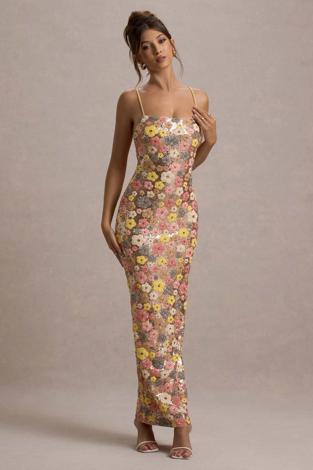 Robe longue florale en sequins Selviana