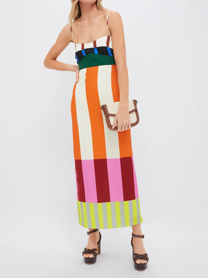 Robe longue rayée colorée Paloma