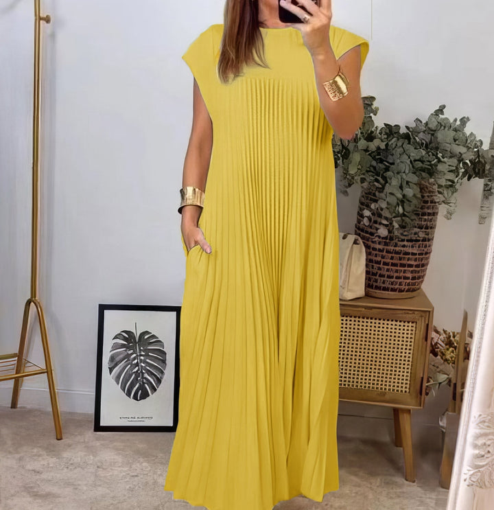 Adeline Simple Pleated Sleeveless Dress