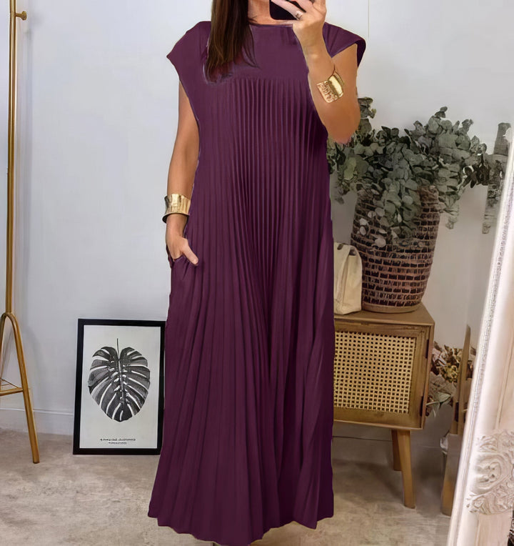 Adeline Simple Pleated Sleeveless Dress