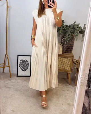 Adeline Simple Pleated Sleeveless Dress