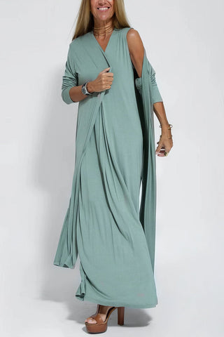 Ava Elegant Maxi Dress with Cardigan