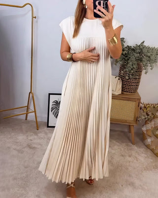 Adeline Simple Pleated Sleeveless Dress