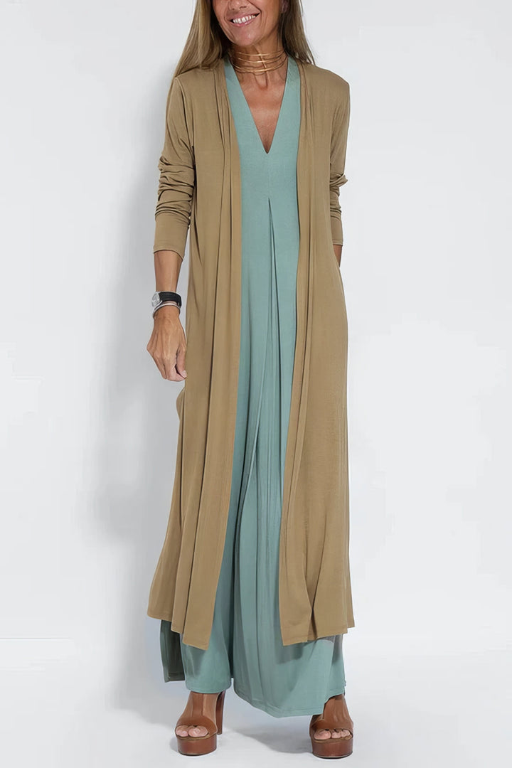 Meredith Elegant Dress & Cardigan Set
